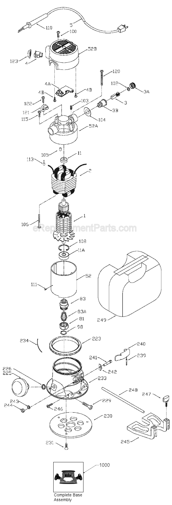 Page A Diagram and Parts List for 6902 Type 7 Porter Cable Router